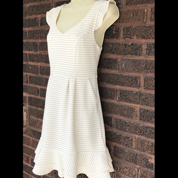 Anthropologies Maeve Cream Pinstriped Dress - Picture 3 of 8